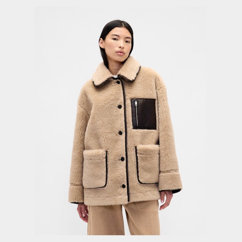Gap × Sandy Liang Reversible Vegan Leather Sherpa Jacket NWT S/M